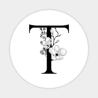 Letter T Monogram - Floral Initial Magnet